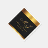 Luxe Zwart Goud Kalligrafie Monogram Bruiloft Servet (Hoek)