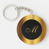 Luxe zwart goud kalligrafie rand monogram sleutelhanger (Voorkant)