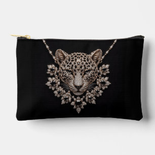 Luxe zwart & goud luipaard bloemendiamanten halske etui