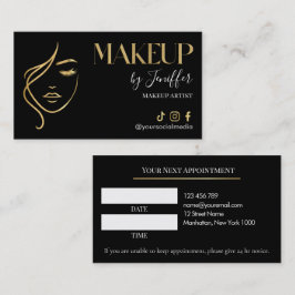 Luxe Zwart & Goud Make-up Afspraakkaart Afsprakenkaartje
