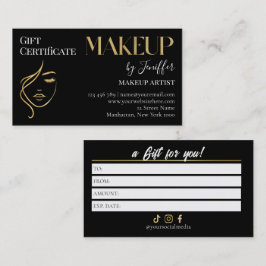 Luxe Zwart & Goud Make-up Cadeaubon Card Klantenkaartje