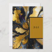 Luxe zwart goud marmer bruiloft uitnodiging (Achterkant)