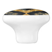 Luxe zwart goud marmer geometrisch patroon keramische knop (Zijkant)
