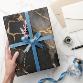 Luxe zwart goud marmer luxe abstract patroon cadeaupapier