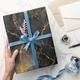 Luxe zwart goud marmer luxe abstract patroon cadeaupapier