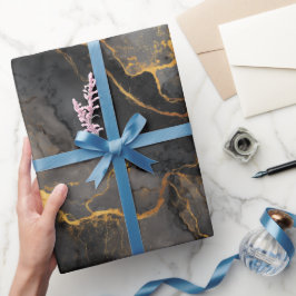 Luxe zwart goud marmer luxe abstract patroon cadeaupapier