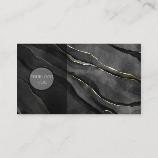 Luxe zwart goud marmer met Logo Visitekaartje (Achterkant)