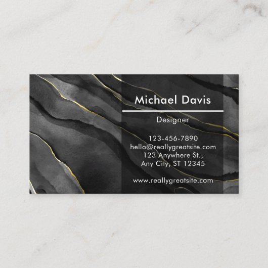 Luxe zwart goud marmer met Logo Visitekaartje (Voorkant)