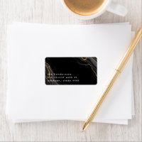 Luxe Zwart Goud Marmer Retouradres Sticker