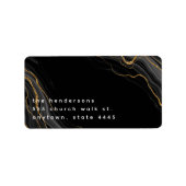 Luxe Zwart Goud Marmer Retouradres Sticker (Voorkant)