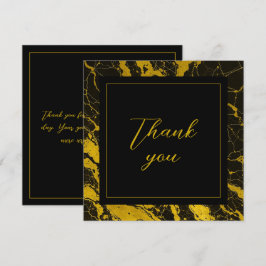 Luxe Zwart & Goud Marmer Sweet 16 Verjaardag Bedankkaart