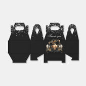 Luxe zwart goud Mexicaanse stijl quinceañera Bedankdoosjes (Uitgevouwen)