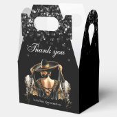 Luxe zwart goud Mexicaanse stijl quinceañera Bedankdoosjes (Geopend)