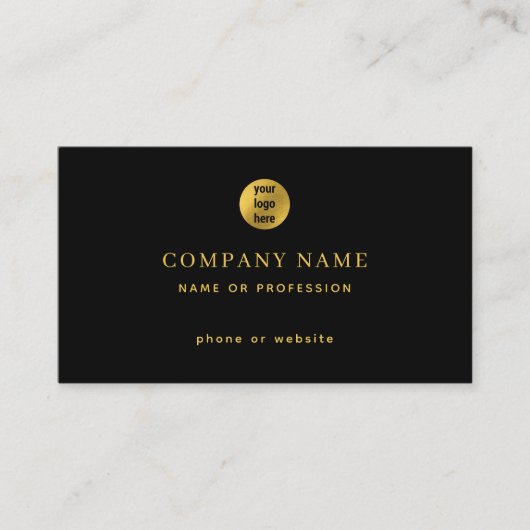 Luxe Zwart Goud Minimal Business Logo Contact Visitekaartje (Voorkant)