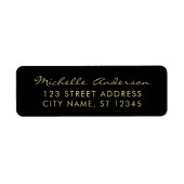 luxe Zwart Goud Minimal Script Retouradres Etiket (Voorkant)