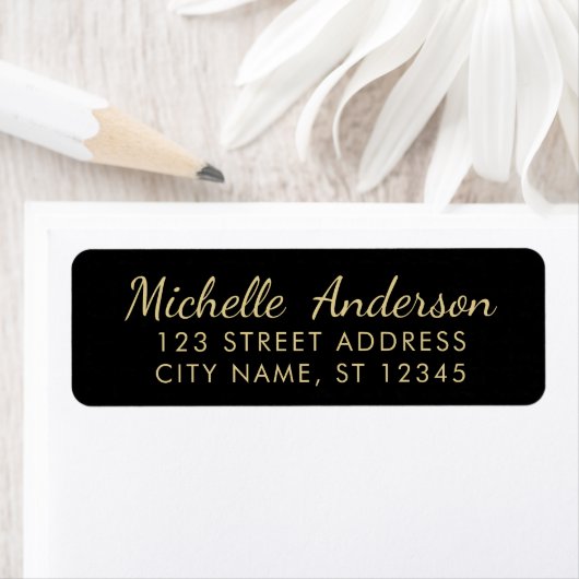 luxe zwart goud minimal script retouradres etiket (Insitu)