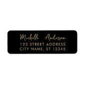 luxe Zwart Goud Minimal Script Retouradres Etiket (Voorkant)