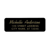 luxe zwart goud minimal script retouradres etiket (Voorkant)