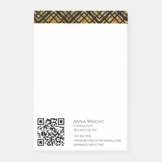 Luxe Zwart Goud Modern Post-it® Notes (Voorkant)
