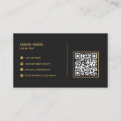 Luxe Zwart Goud Modern QR Code Vastgoed Visitekaartje (Achterkant)