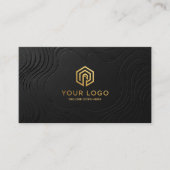Luxe Zwart Goud Modern QR Code Vastgoed Visitekaartje (Voorkant)