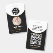 Luxe Zwart Goud Modern Vastgoed QR Code ID Badge (Voor- en achterkant)