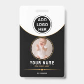 Luxe Zwart Goud Modern Vastgoed QR Code ID Badge (Voorzijde)