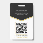 Luxe Zwart Goud Modern Vastgoed QR Code ID Badge (Achterkant)