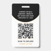 Luxe Zwart Goud Modern Vastgoed QR Code ID Badge (Achterkant)