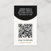 Luxe Zwart Goud Modern Vastgoed QR Code ID Contactkaartje (Achterkant)