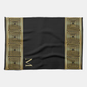 Luxe zwart goud monogram chef-kok theedoek (Horizontaal)