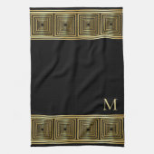 Luxe zwart goud monogram chef-kok theedoek (Verticaal)