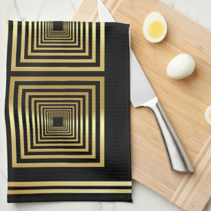 Luxe zwart goud monogram chef-kok theedoek