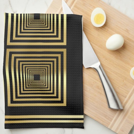 Luxe zwart goud monogram chef-kok theedoek