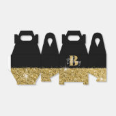 Luxe Zwart Goud Monogram Eerste Letter van de Naam Bedankdoosjes (Uitgevouwen)