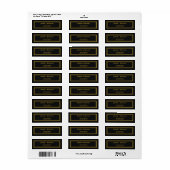 Luxe Zwart & Goud Monogram Huwelijk Retouradres Etiket (Full Sheet)