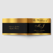 Luxe Zwart Goud Monogram Namen Bruiloft Gastenboek (Volledig)