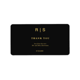 Luxe zwart goud monogram retouradreslabel etiket