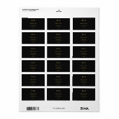 Luxe zwart goud monogram retouradreslabel etiket (Full Sheet)