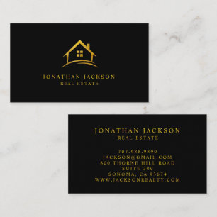 Luxe Zwart Goud Onroerend Goed Huis Logo Visitekaartje