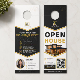 Luxe Zwart Goud Open Huis QR Deurhanger