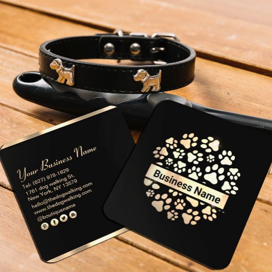 Luxe Zwart Goud Pet Supplies Store Vierkante Visitekaartje