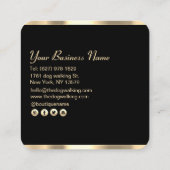 Luxe Zwart Goud Pet Supplies Store Vierkante Visitekaartje (Achterkant)