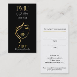 Luxe Zwart & Goud PMU Afspraakkaart Afsprakenkaartje