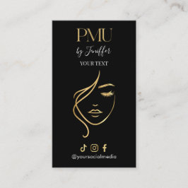 Luxe Zwart & Goud PMU Afspraakkaart Afsprakenkaartje