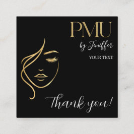 Luxe zwart & goud PMU bedankkaart Klantenkaartje