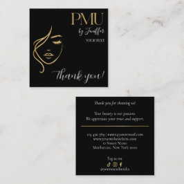 Luxe zwart & goud PMU bedankkaart Klantenkaartje