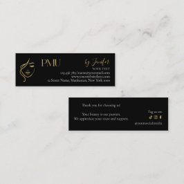 Luxe zwart & goud PMU bedankkaart Klantenkaartje