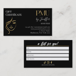 Luxe Zwart & Goud PMU Cadeaubon Card Klantenkaartje