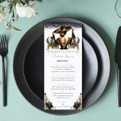 Luxe zwart goud quinceañera menu
